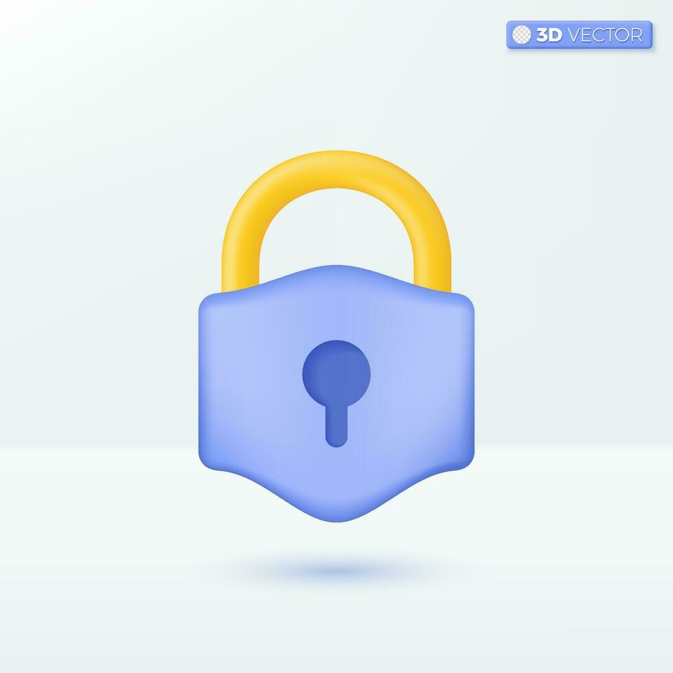 Lock icon symbols. Security, encryption, safety, privacy, cyber protection or antivirus concept. 3D vector isolated illustration design. Cartoon pastel Minimal style. You can used for ux, ui, print ad