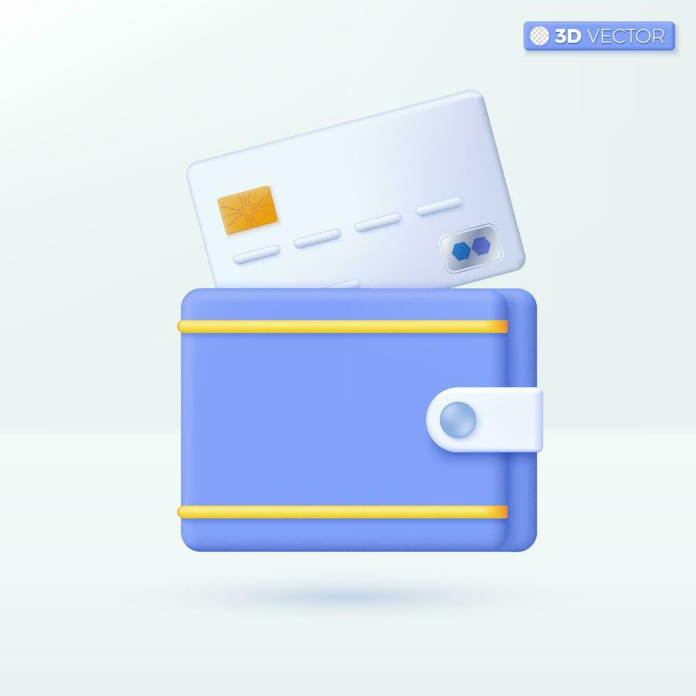 Platinum credit card and wallet icon symbols. payments, online banking, money transfers concept. 3D vector isolated illustration design. Cartoon pastel Minimal style. Used for design ux, ui, print ad.