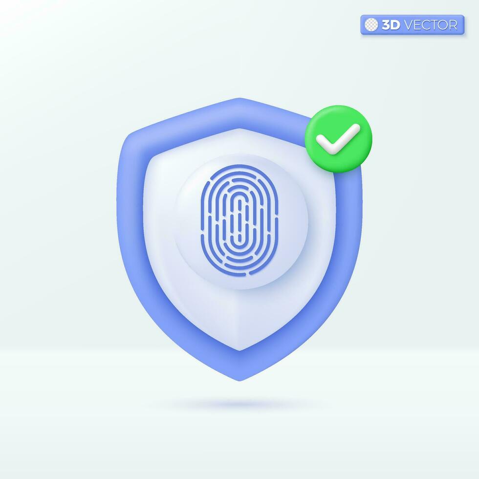 Guard Fingerprint icon symbol. scan biometric identity authorized and business security concept. 3D vector isolated illustration design. Cartoon pastel Minimal style. You can used for ux, ui, print ad