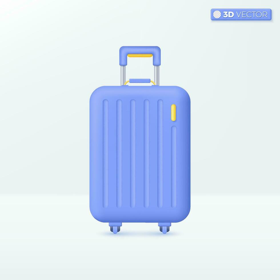 travel bag icon symbols. Suitcase, trip planning, service, Tourism and travel concept. 3D vector isolated illustration design. Cartoon pastel Minimal style. You can used for design ux, ui, print ad.