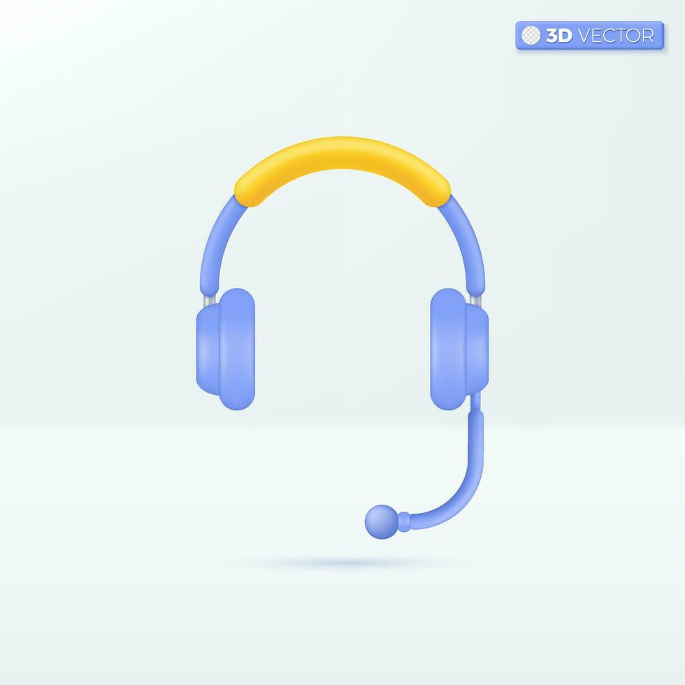 Headphone with microphone icon symbols. operators, call center, communicationt concept. 3D vector isolated illustration design. Cartoon pastel Minimal style. You can used for design ux, ui, print ad.