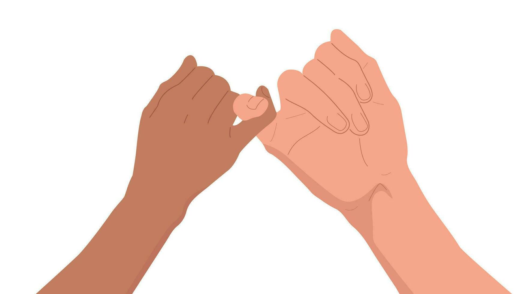 The concept of love and teamwork. Two hands hold each other. Symbol of happy partnership, success, childhood, friendship. Flat design. Vector. vector