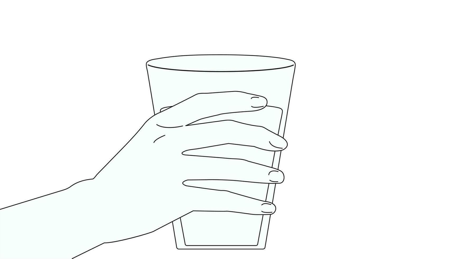 The hand holds a glass of water. Health . beauty. nature. vector