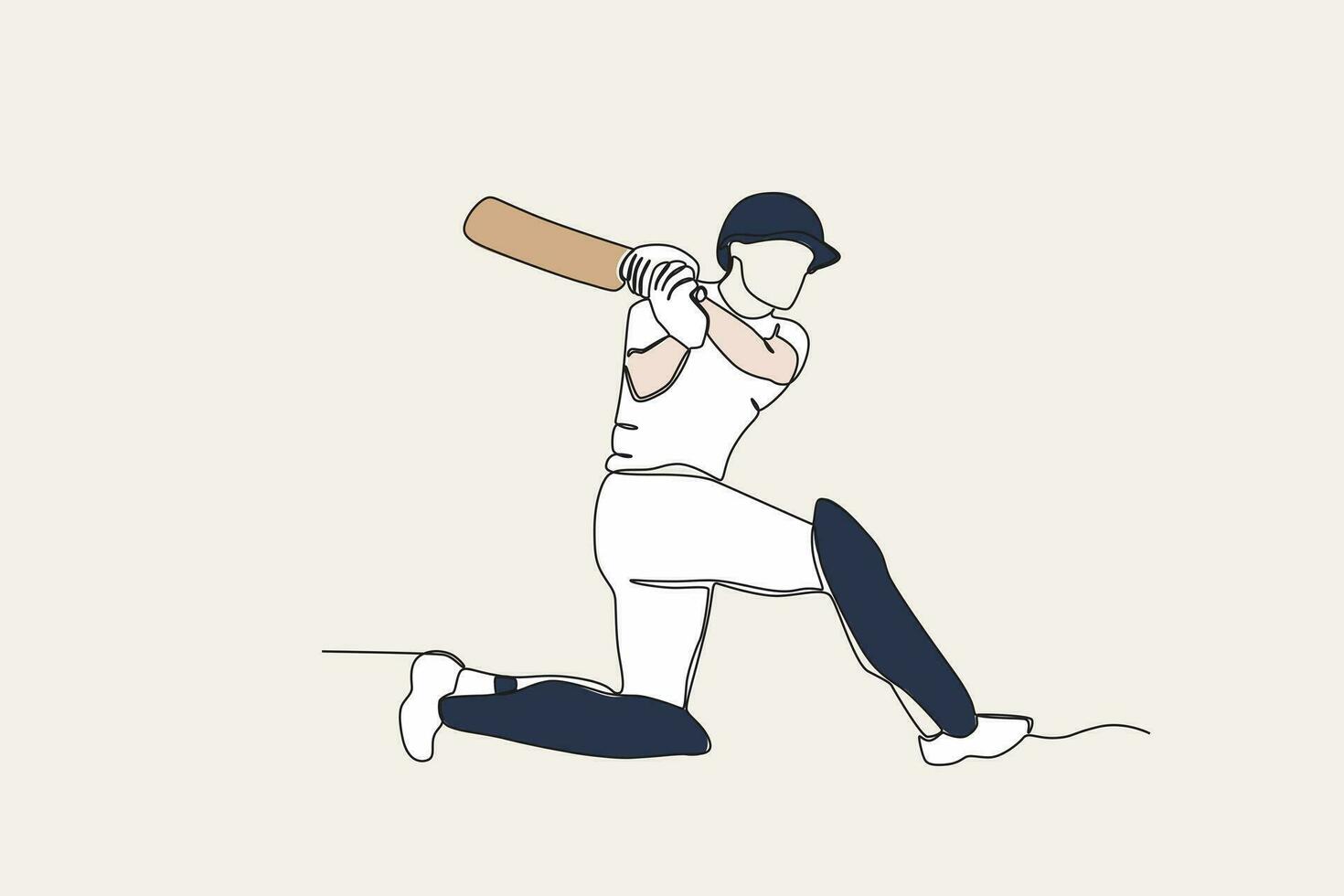 Color illustration of a batsman hitting a ball vector