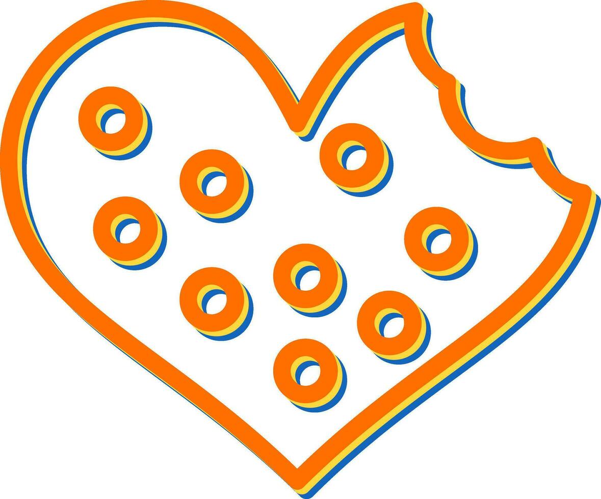 corazón conformado galletas vector icono