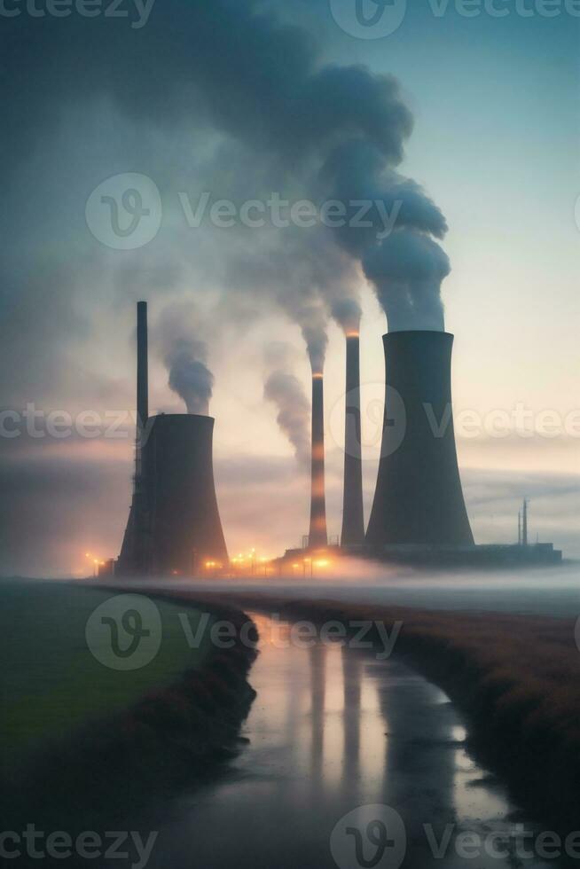 de fumar chimeneas ambiental contaminación desde industria, foto