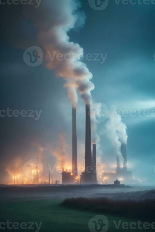 smoking chimneys environmental pollution from industry, photo