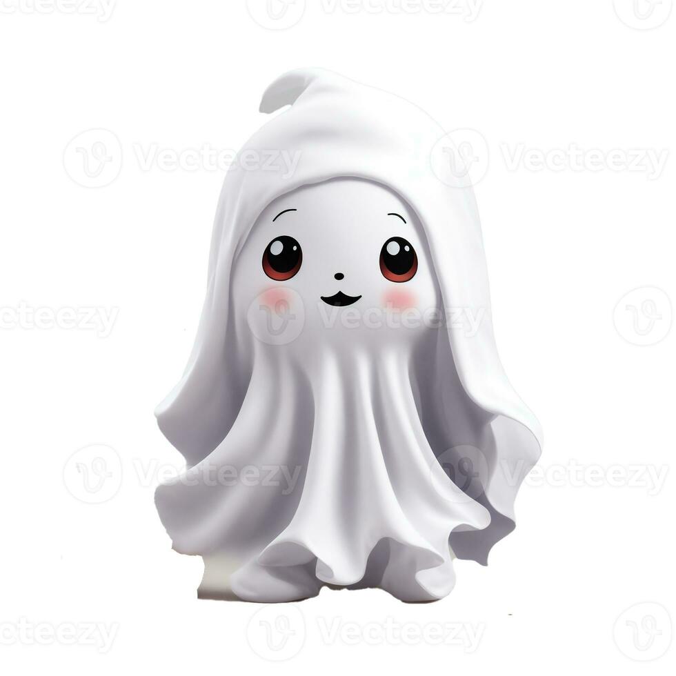 white ghost on a light background kawaii graphics for halloween photo