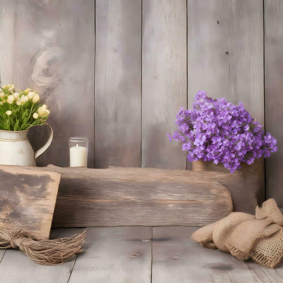 Wooden background with rustic decorative elements illustration product, Ai Generative photo