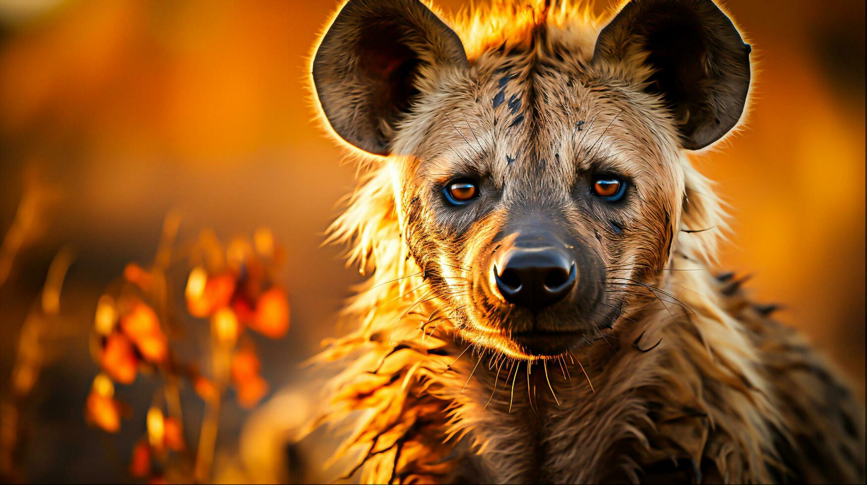 Hyena in the African Savannah, Generative Ai photo