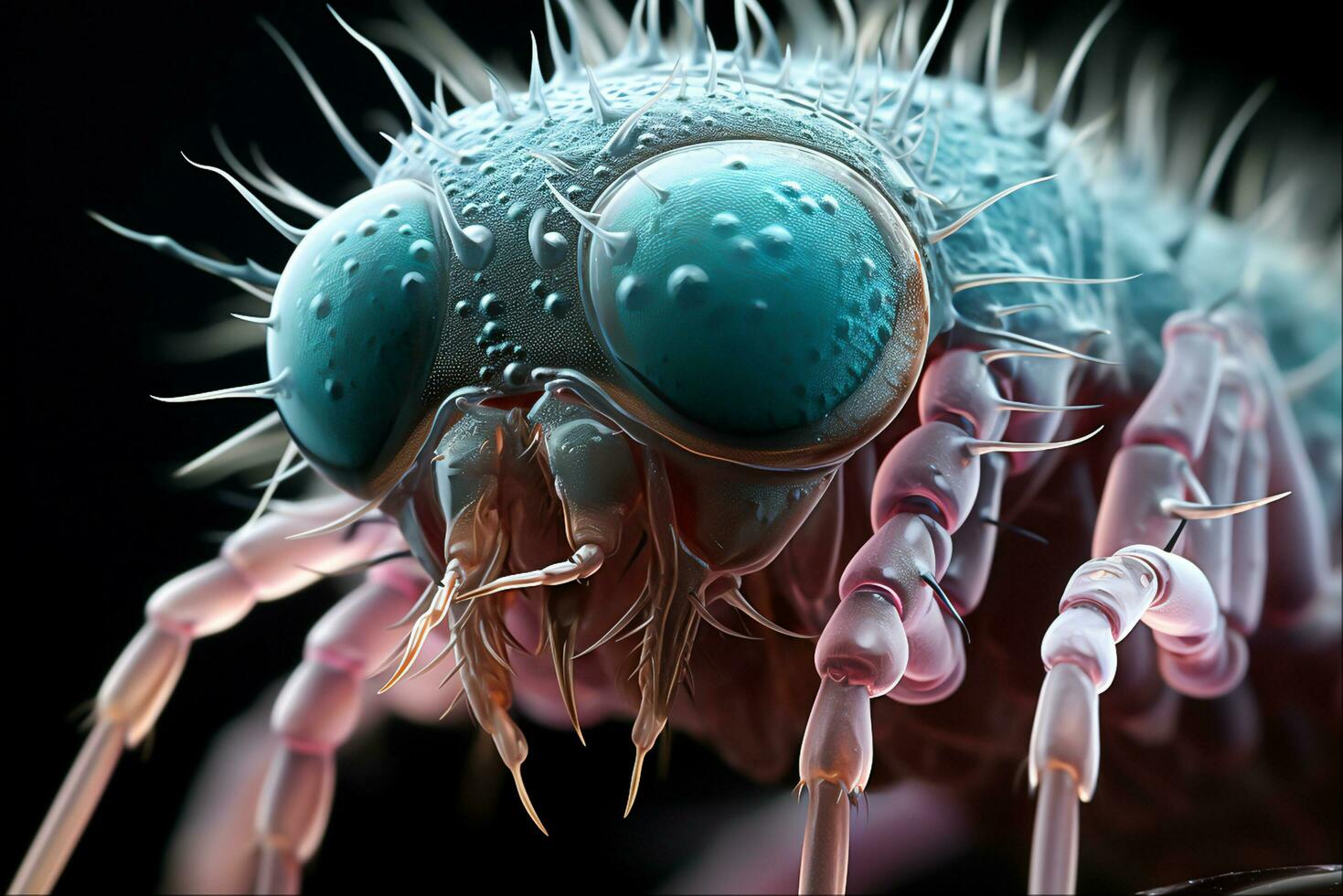 Microscopy of mite face, Generative Ai photo