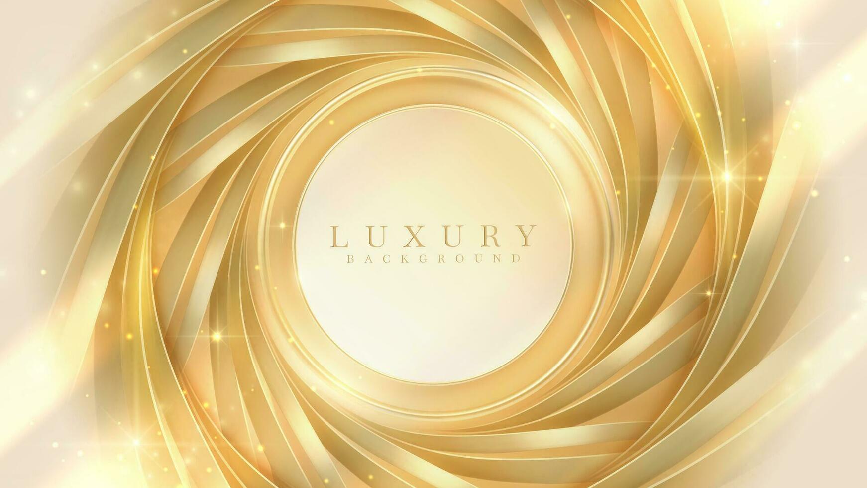 Gold circle frame with golden light effects decoration and bokeh. Luxury modern style background. vector