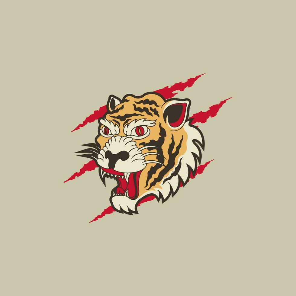 vintage style tiger head logo vector