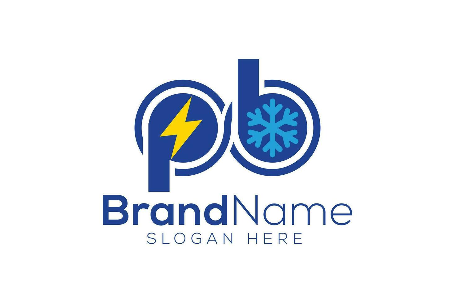 Professional letter P B heat and cool sign vector logo design