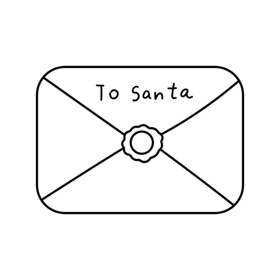 letter santa christmas new year line doodle vector