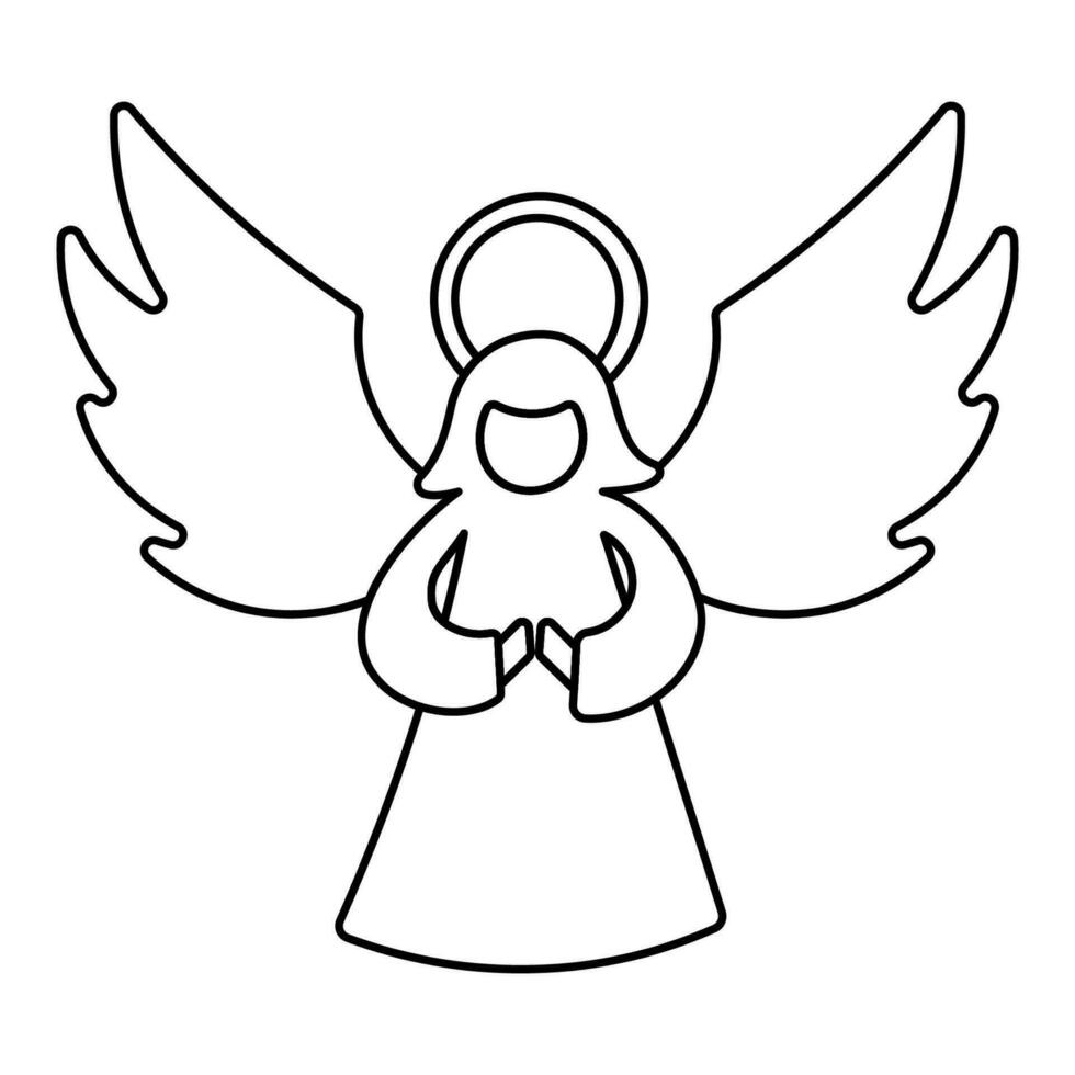 angel christmas saint icon christmas tree line vector