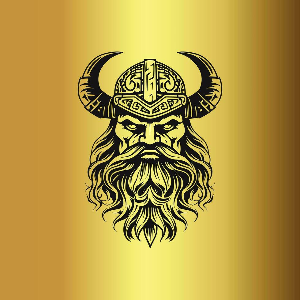 Odin, the Norse God of Wisdom and War, on a Golden Background vector