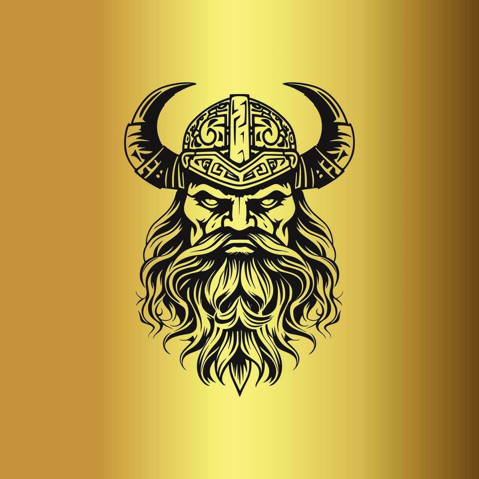 Odin, the Norse God of Wisdom and War, on a Golden Background vector