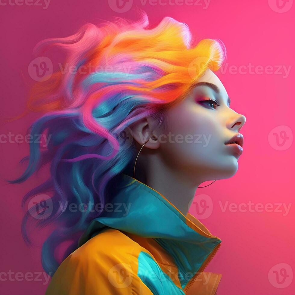Illustration of a fashion portrait,  AI Generated photo