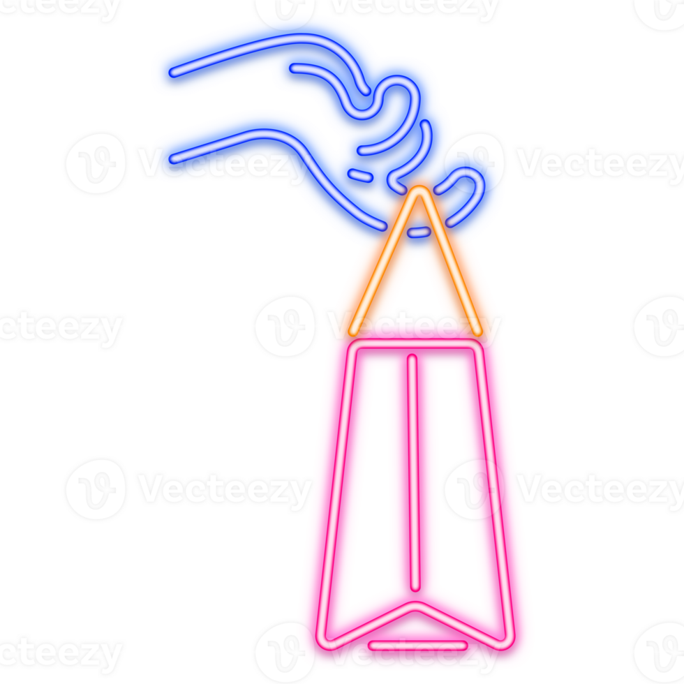 hand holding shopping bag neon line png