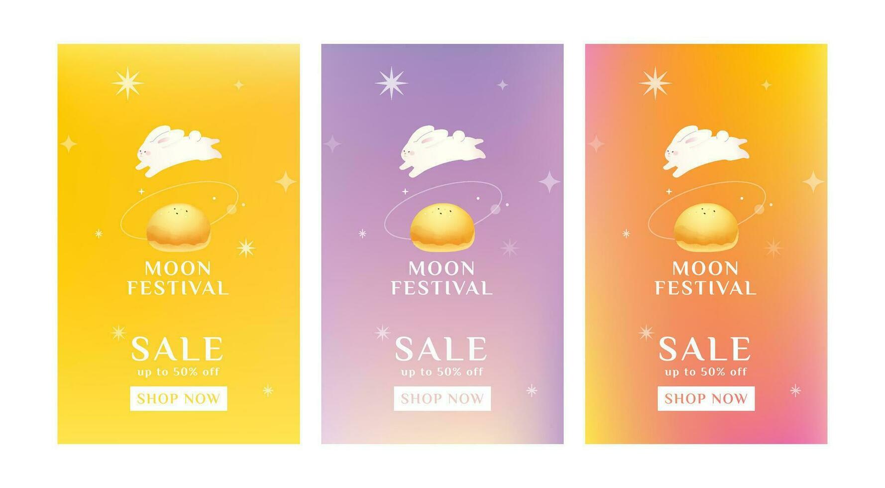 Mid Autumn Festival sale template.social media story banner mooncake rabbit colorful background vector