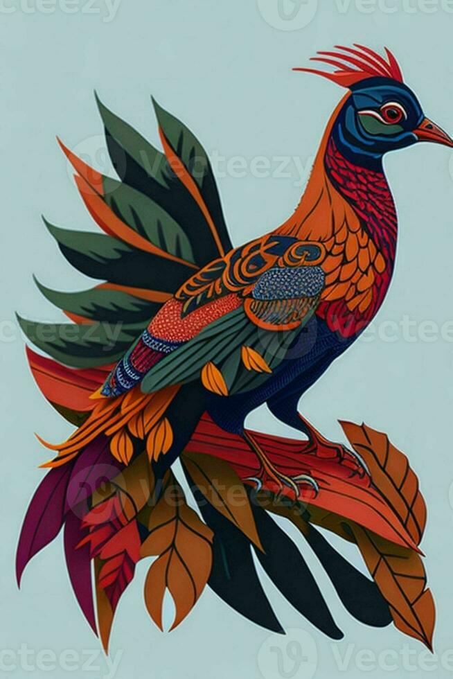 A detailed illustration of a Pheasant for a t-shirt design, wallpaper, and fashion photo