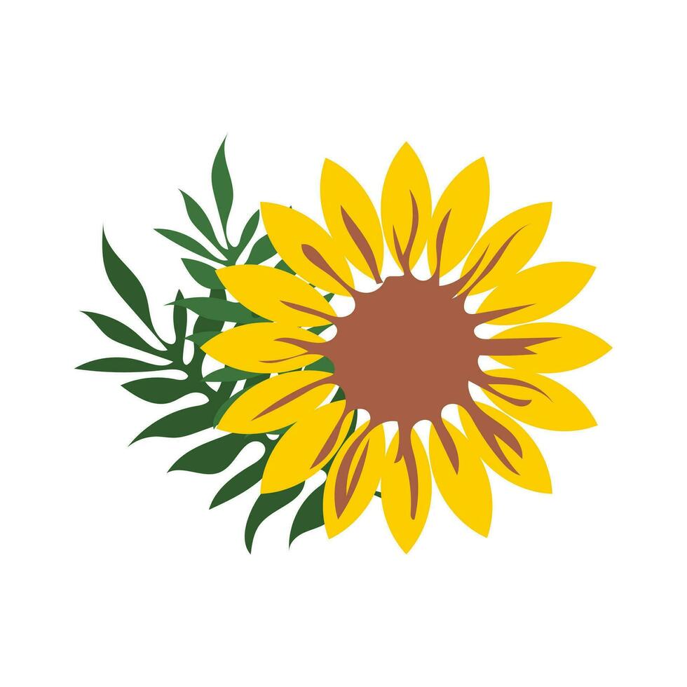 grande amarillo girasol con verde hojas aislado en blanco antecedentes. vector. vector