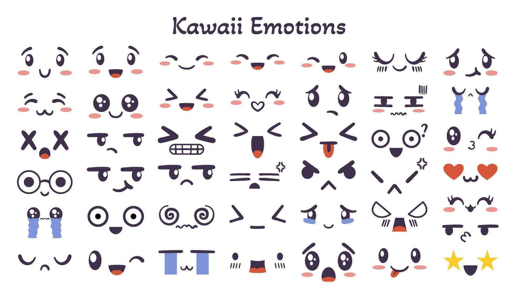 Kawaii face expressing emotion and mood vector