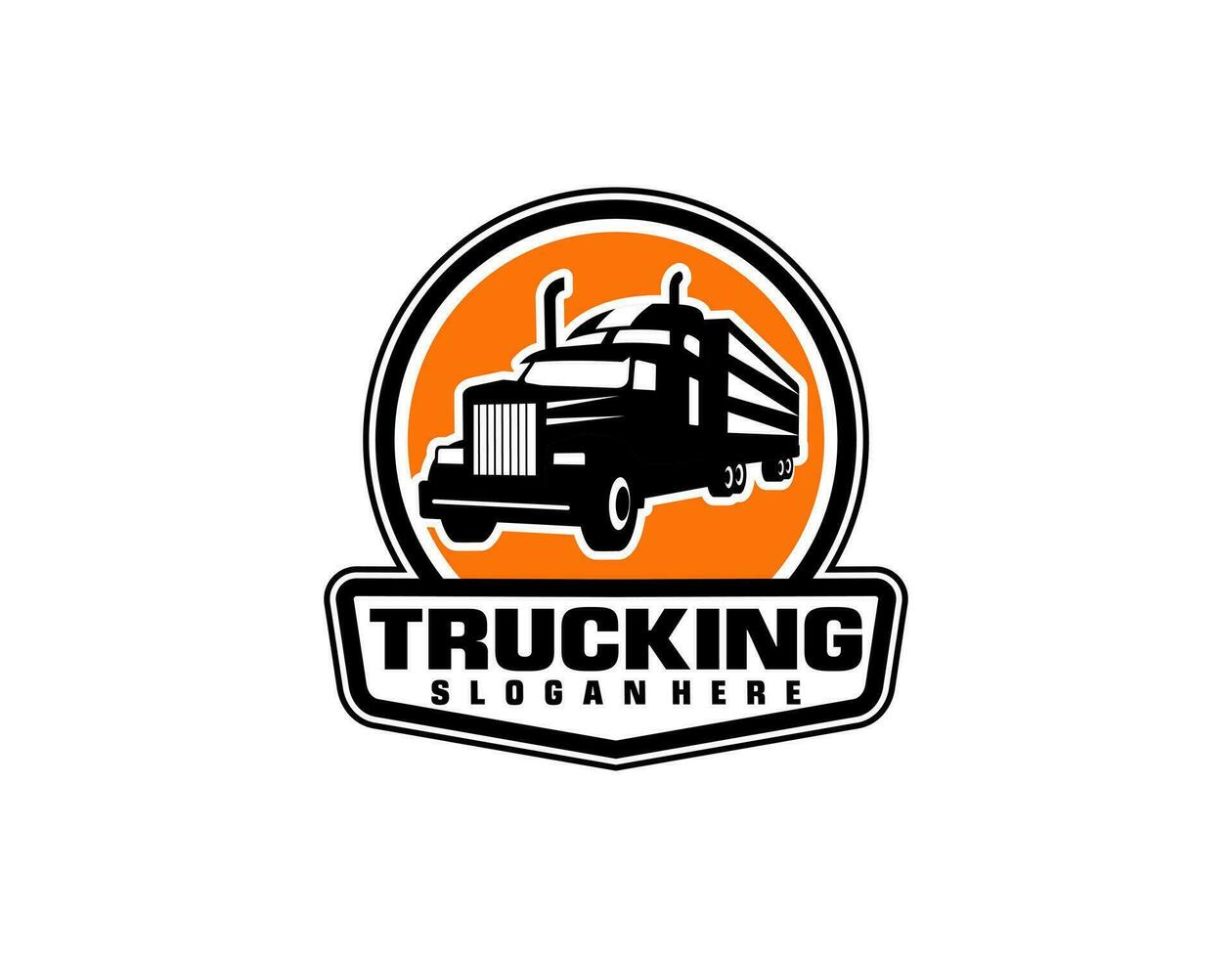 Truck logo template for you design in black color. Transport trucking logistics cargo vector. Delivery theme. vector