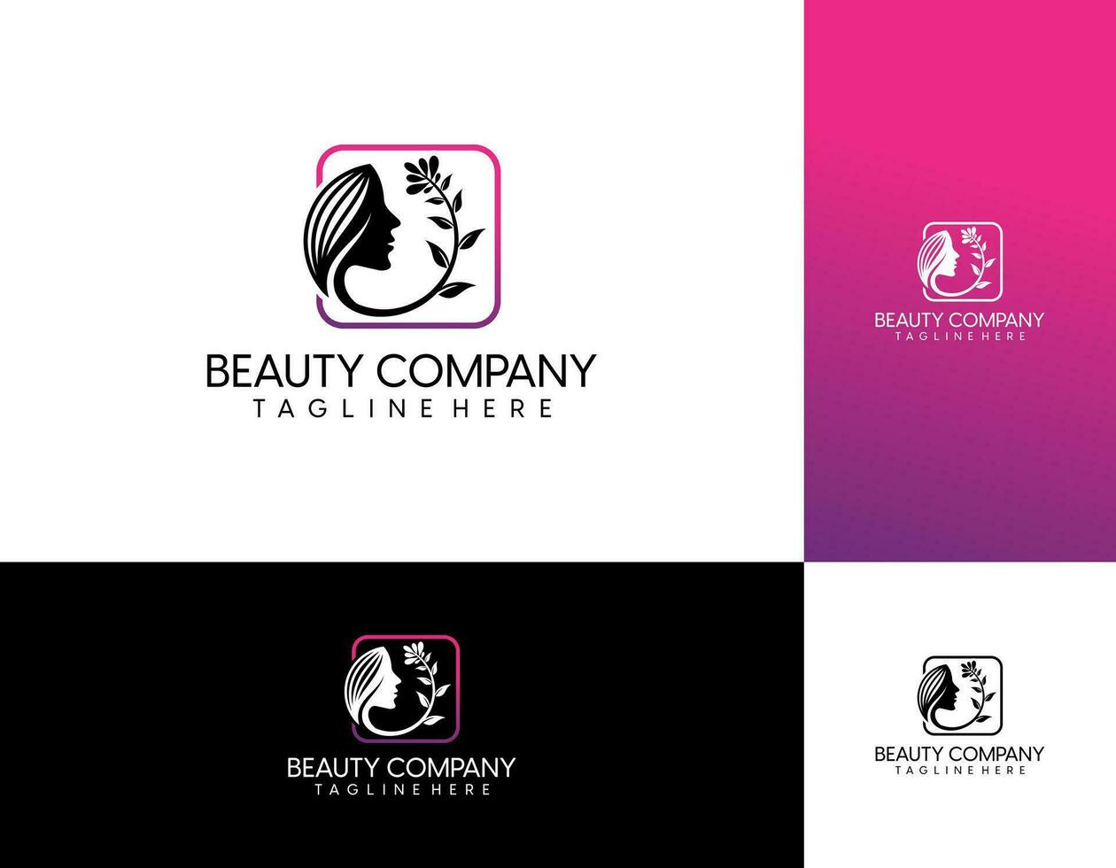 Beautiful woman vector logo template for hair or beauty salon, cosmetic procedures, spa center.