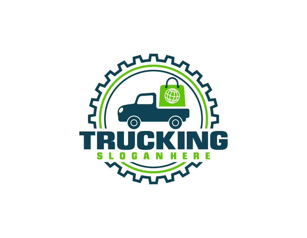 Trucking company logo. Bold badge emblem logo concept. Ready made logo template set vector isolated