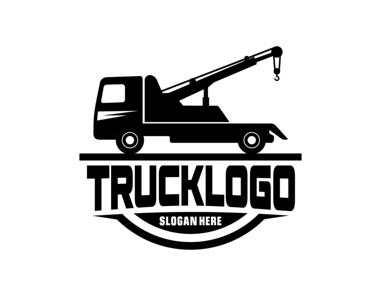 remolque camión con emblema logo diseño vector
