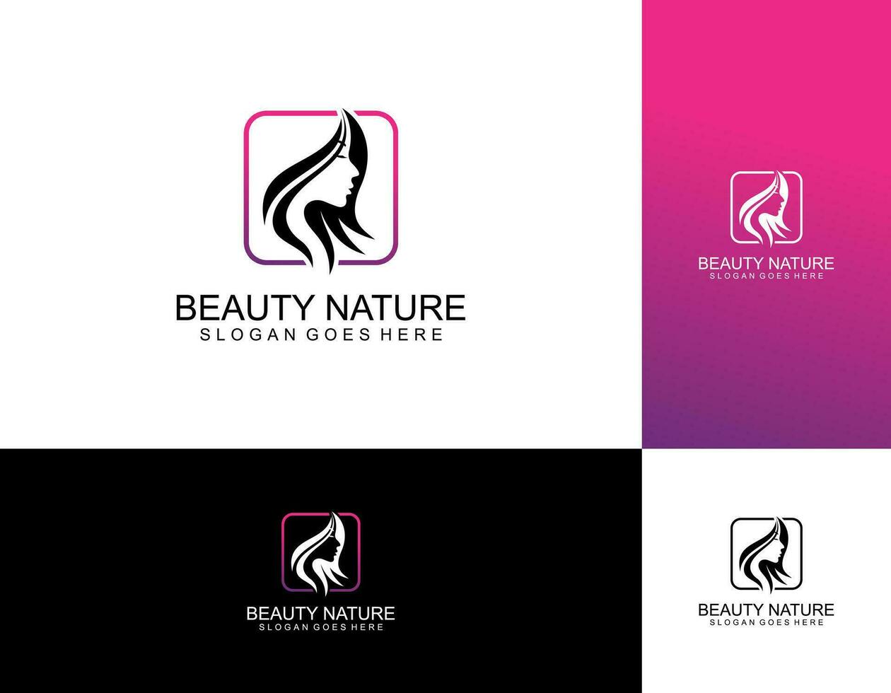 Luxury gradient beauty woman logo and business card design vector template.