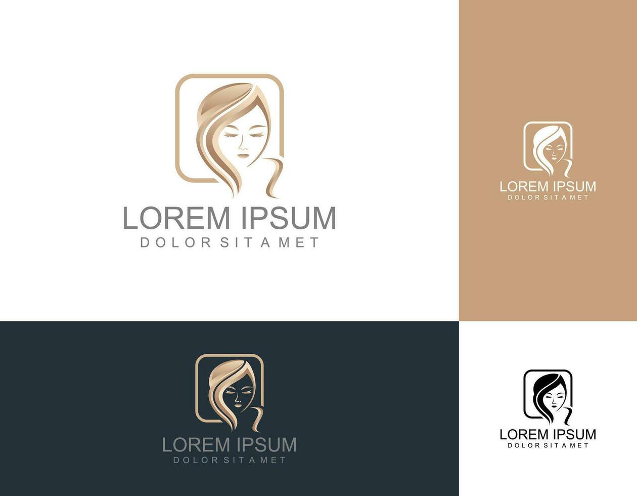 Beauty logo with woman inside circle style and business card design template, flower, logo, woman, Premium Vector