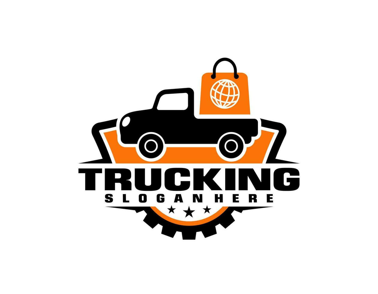 Trucking company logo. Bold badge emblem logo concept. Ready made logo template set vector isolated