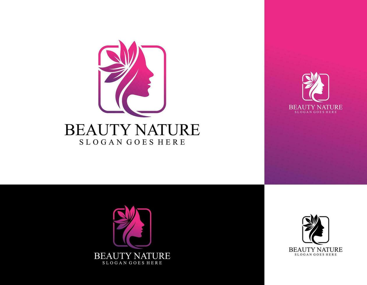 Woman hair salon with interesting colors logo design Premium Vector. vector