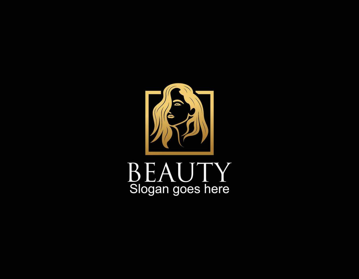 beauty gold woman logo template vector