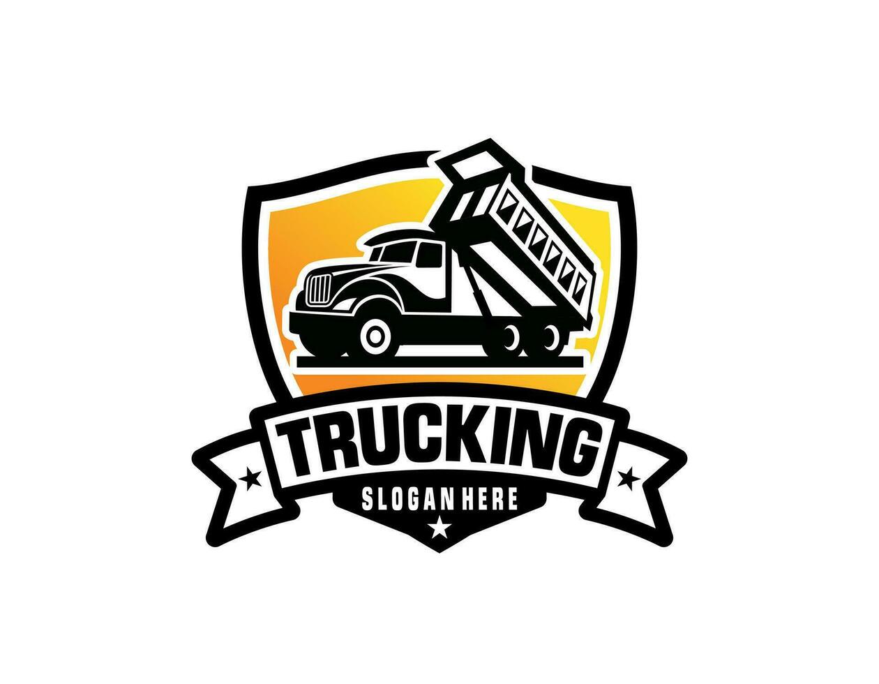 Tipper truck company logo badge vector. Best for trucking and freight related industry vector