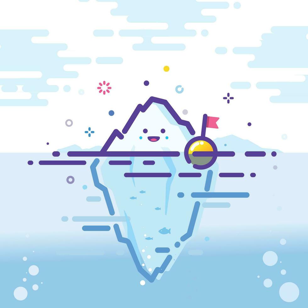 Cute iceberg illustration in MBE style vector