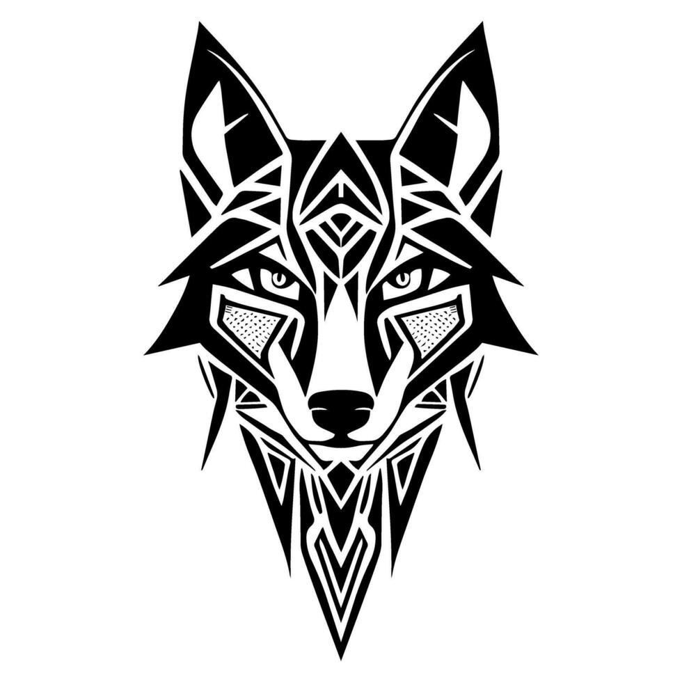 cabeza lobo tribal Arte diseño vector