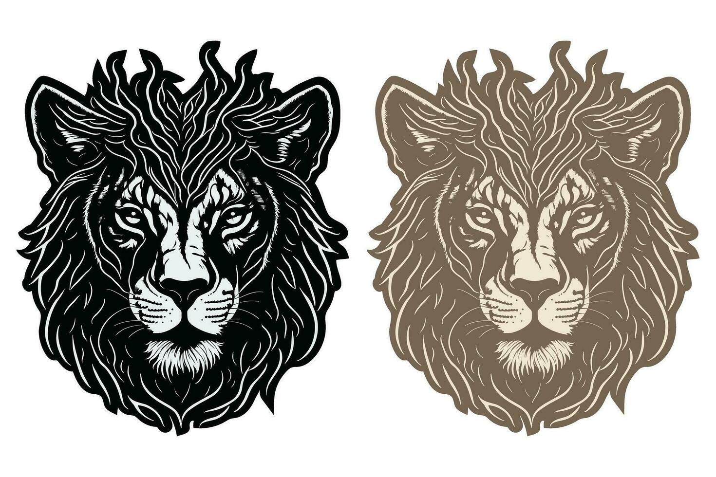 Lion Head Illustration Art Design vector