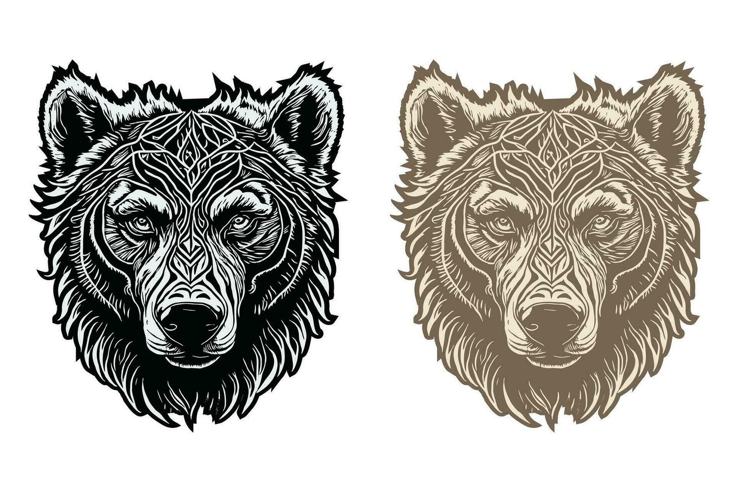 Bear Head, Silhouette Illustration Art design vector