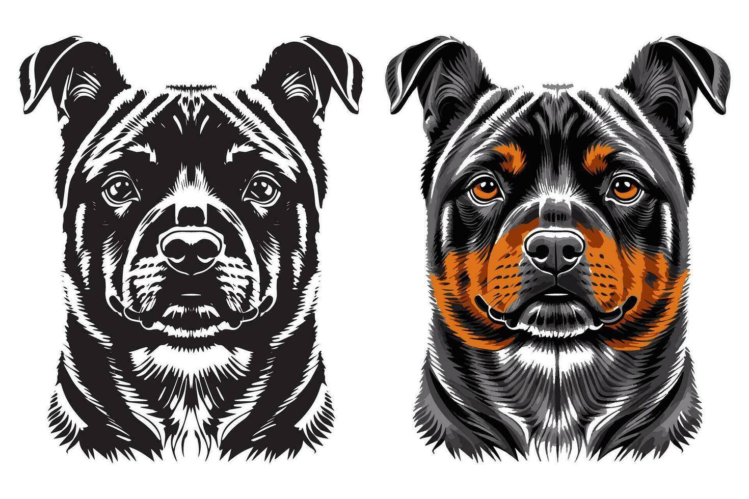 Rottweiler Head Illustration Art Design vector