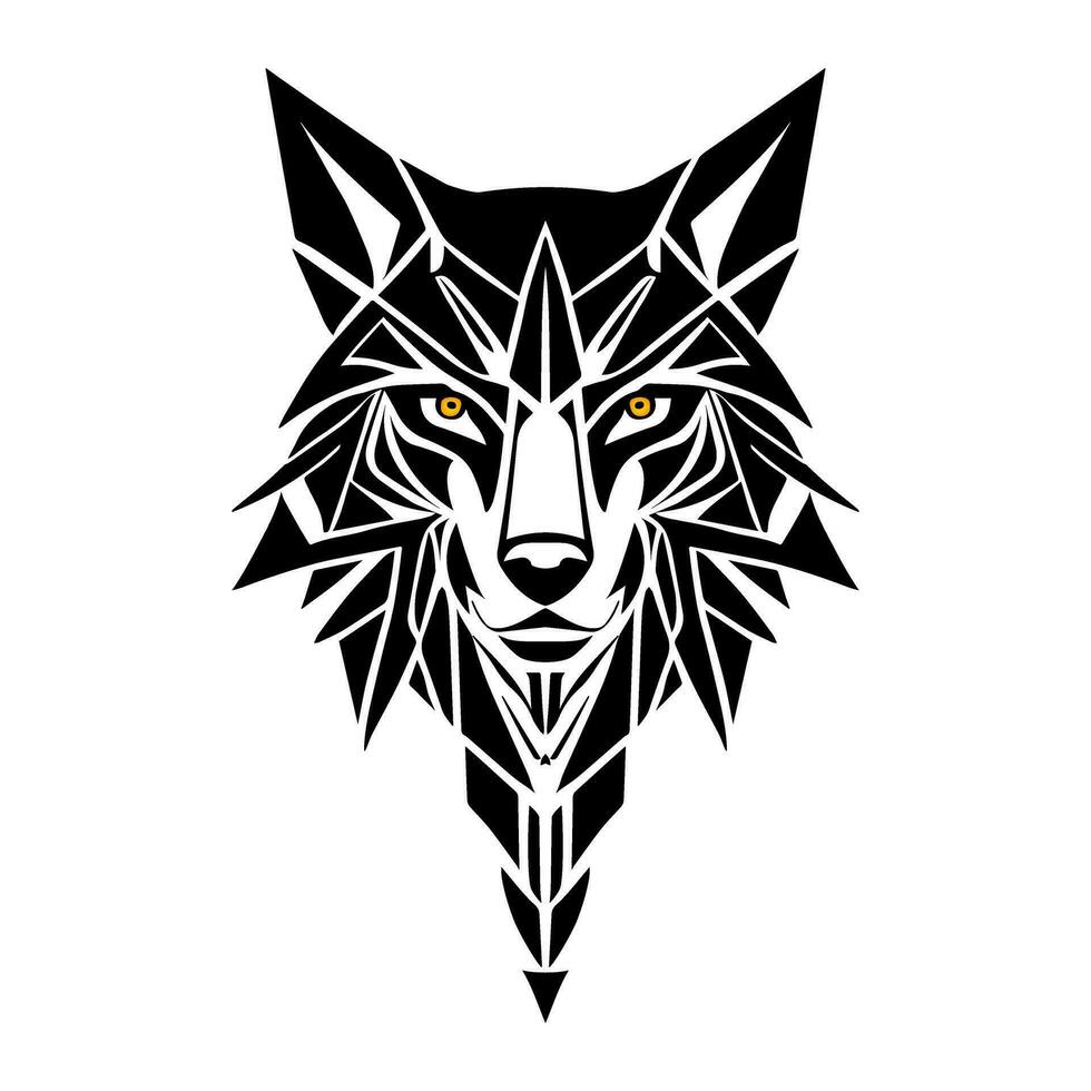 Head Wolf Tribal Art Design vector
