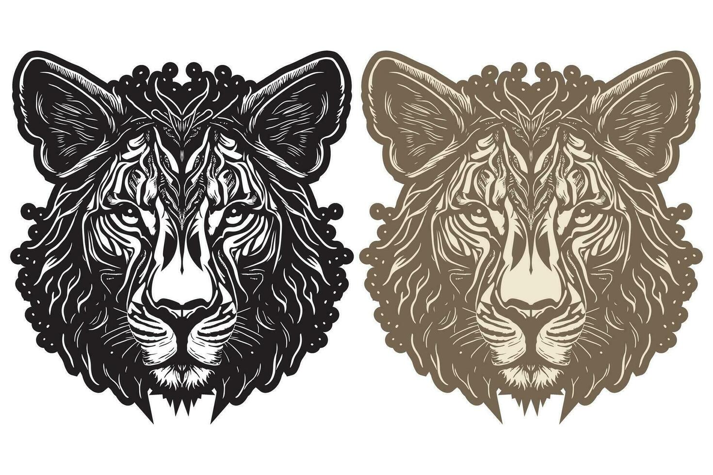 Lion Head Illustration Art Design vector