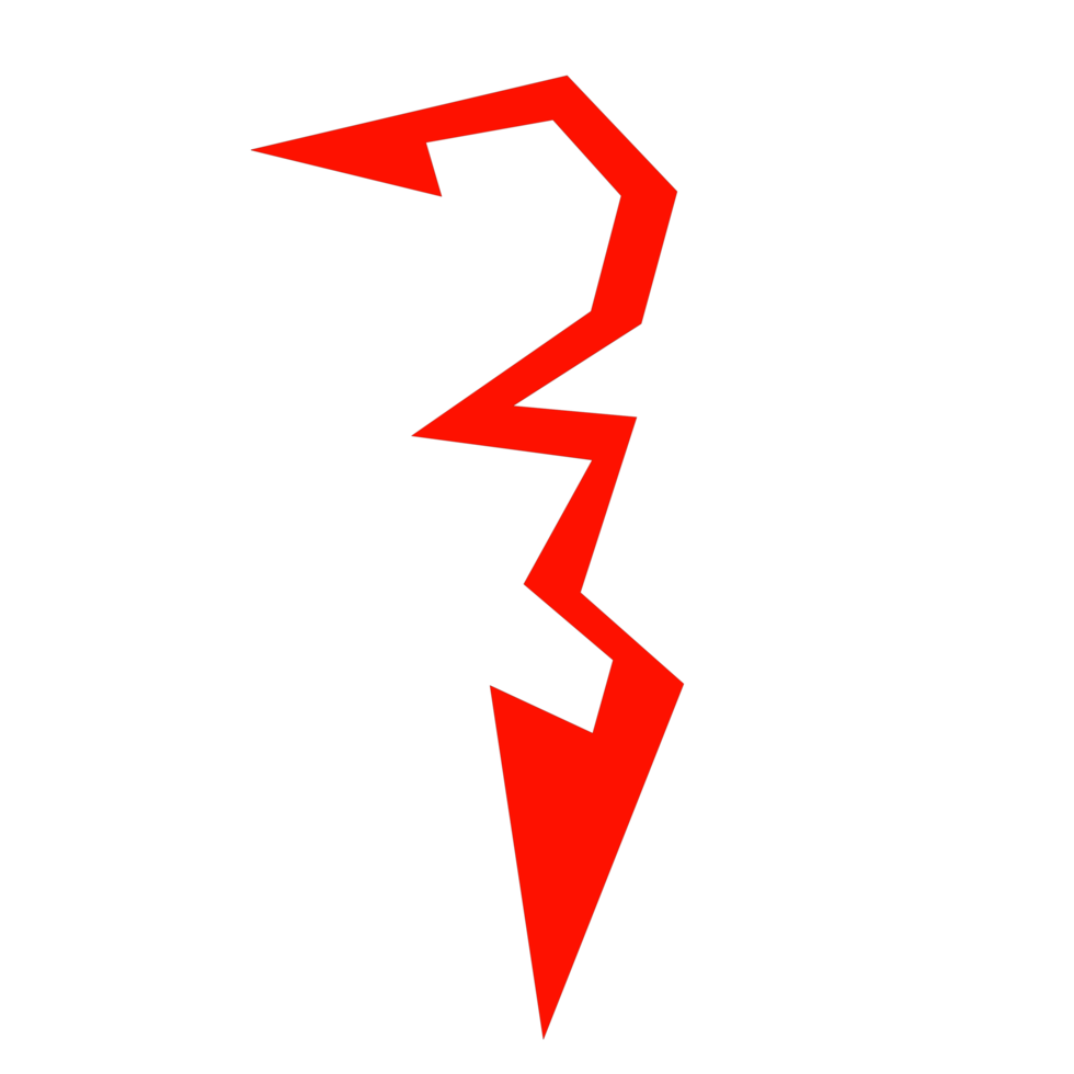 the shape of a bright red lightning bolt png