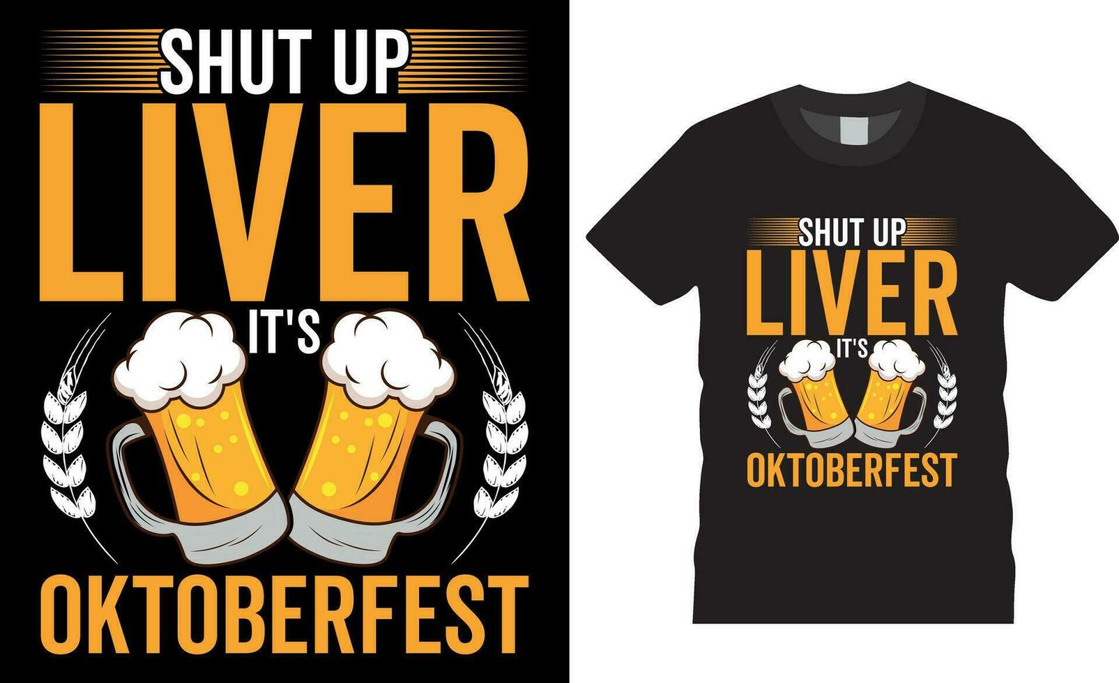 cerrar arriba hígado es Oktoberfest ,cerveza Bebiendo vector gráfico camiseta diseño