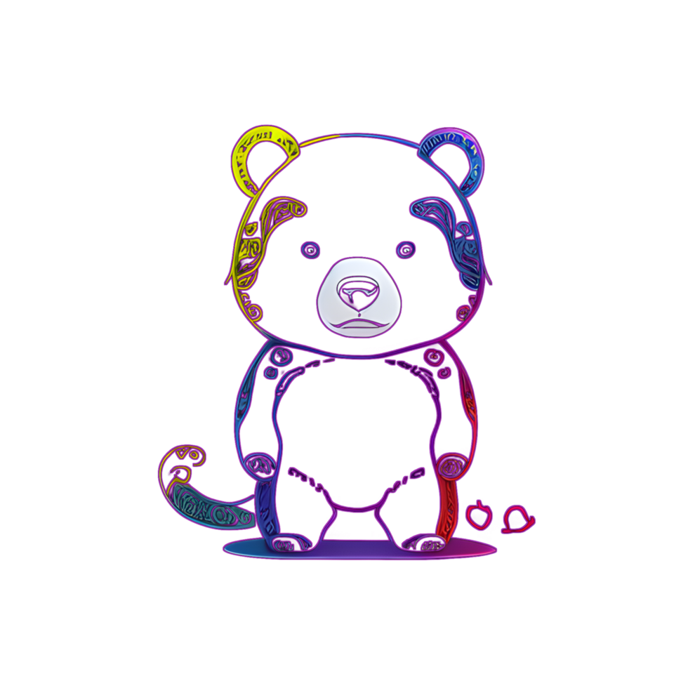 Urso colorida linha transparente fundo ai generativo png