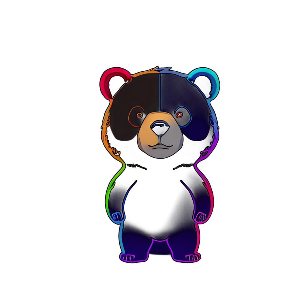 Urso colorida linha transparente fundo ai generativo png