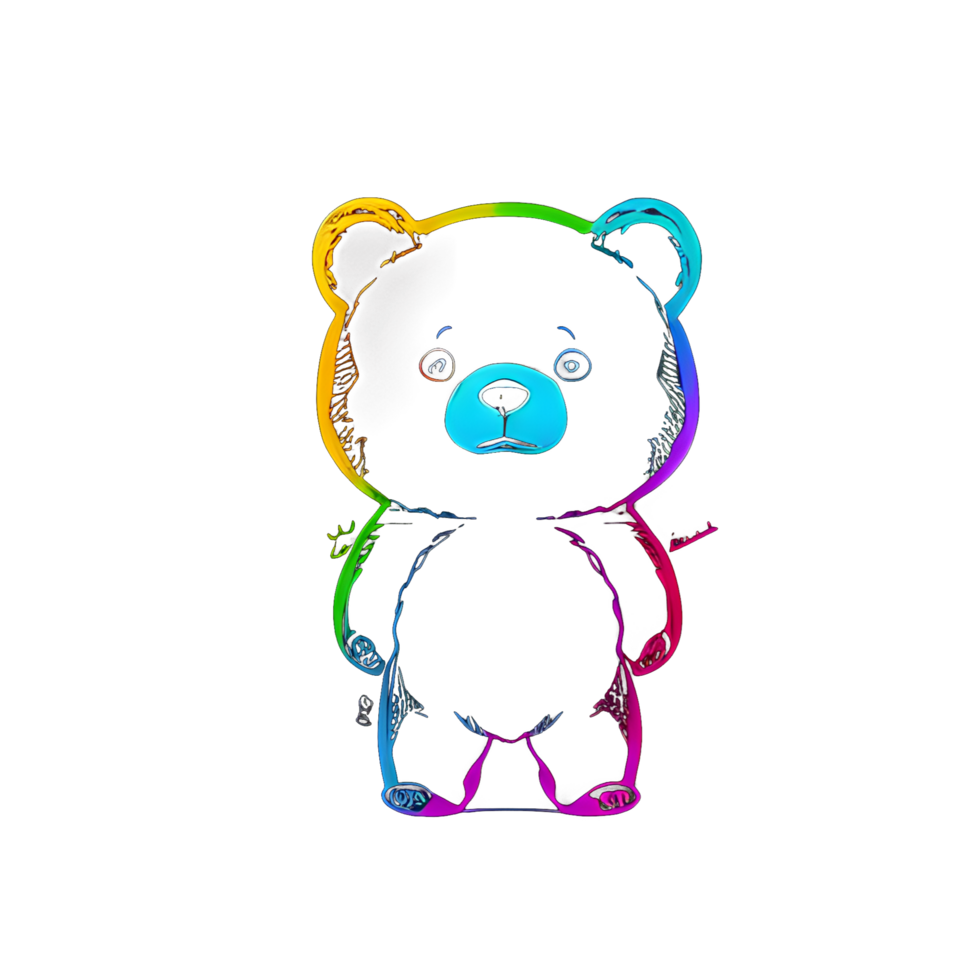 bear colorful line transparent background ai generative png